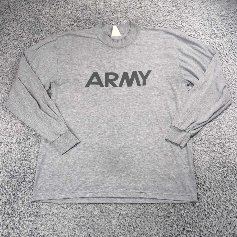 Vintage US Army Shirt Men Extra Large Gray Made In USA Long Sleeve Crew Military